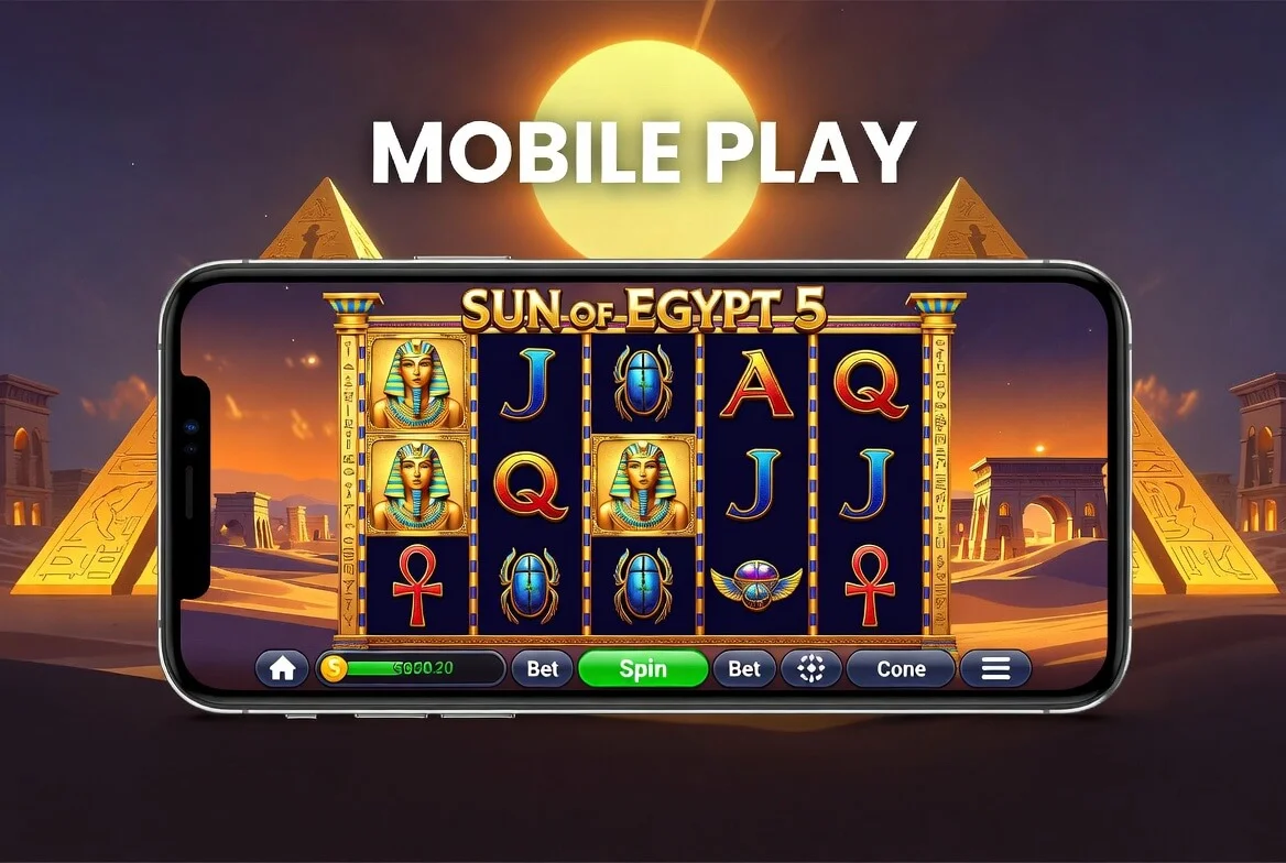 Sun of Egypt 5 на смартфоне через приложение SpinBetter